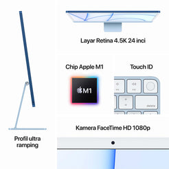 {{ variant }iMac 24 inci (M1, Dua Port, 2021)24-inch iMac with Retina 4.5K display: Apple M1 chip with 8‑core CPU and 7‑core GPU, 256GB